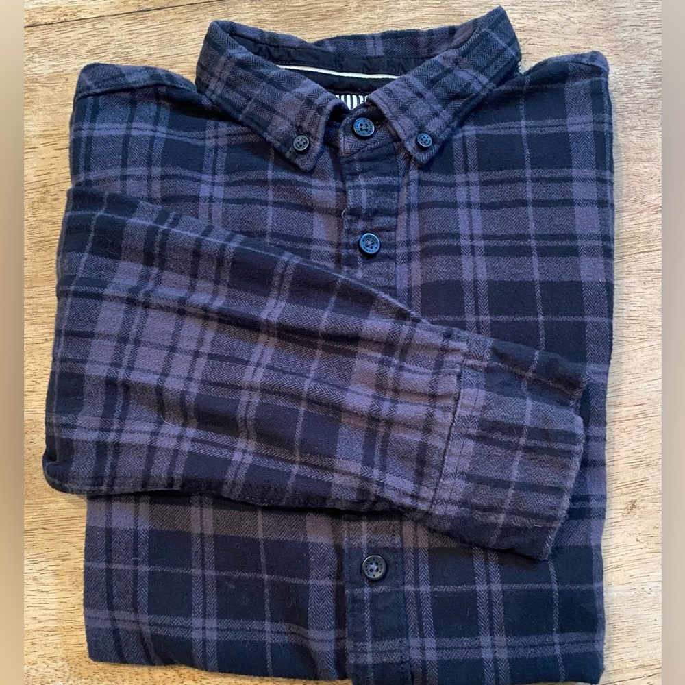 Denim & Flower by Ricky Singh Men’s M Black/Gray Cotton‎ Flannel Button Down